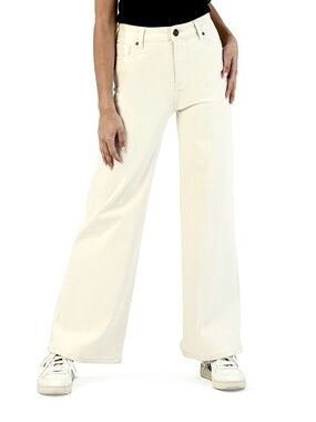 Kut from the Kloth MEG High-Waist Wide Leg Jeans in Cream